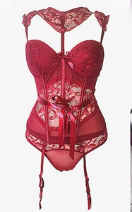 F5389-1Women Sexy Lingerie and Corset Lace Patchwork Push